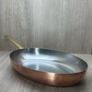 Paul River 1976 Vtg Limited Edition Oval Copper Frying Pan 12" Brass Handle